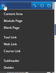 a list of the links and pages that can be added to the navigation page. The items in the list are described below.